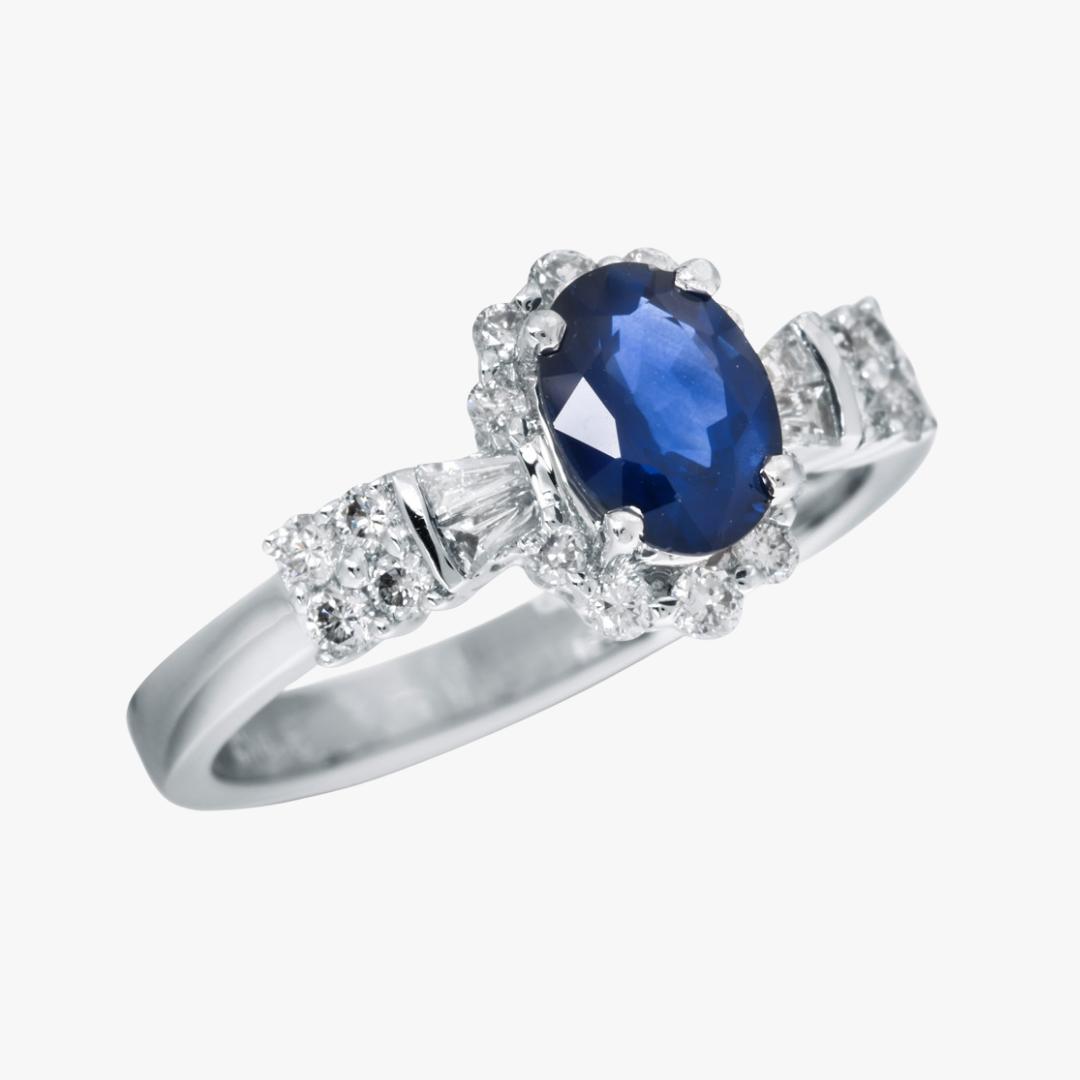 Diamant Sapphire Verlobungsring in Weißgold