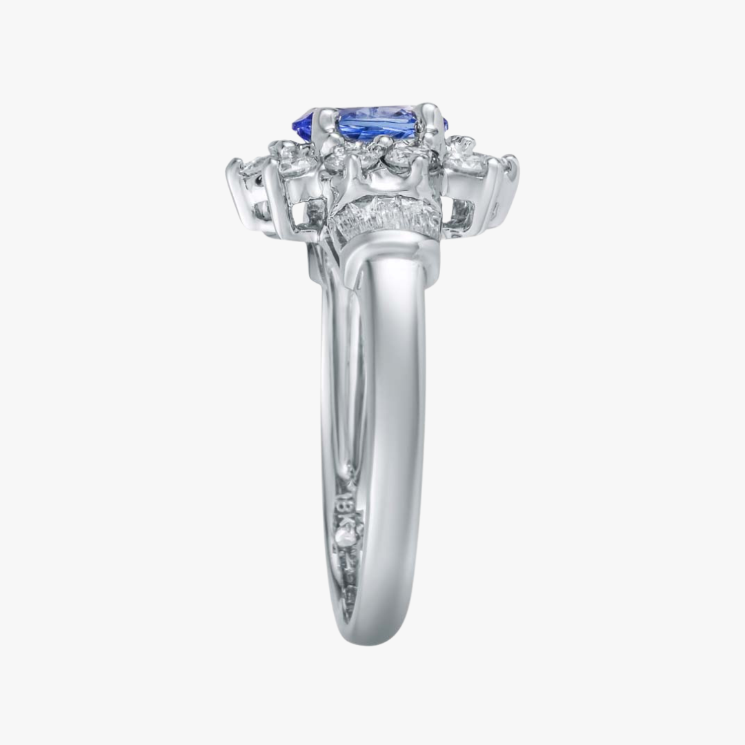 Tansanit Verlobungsring mit Diamanten Platin
