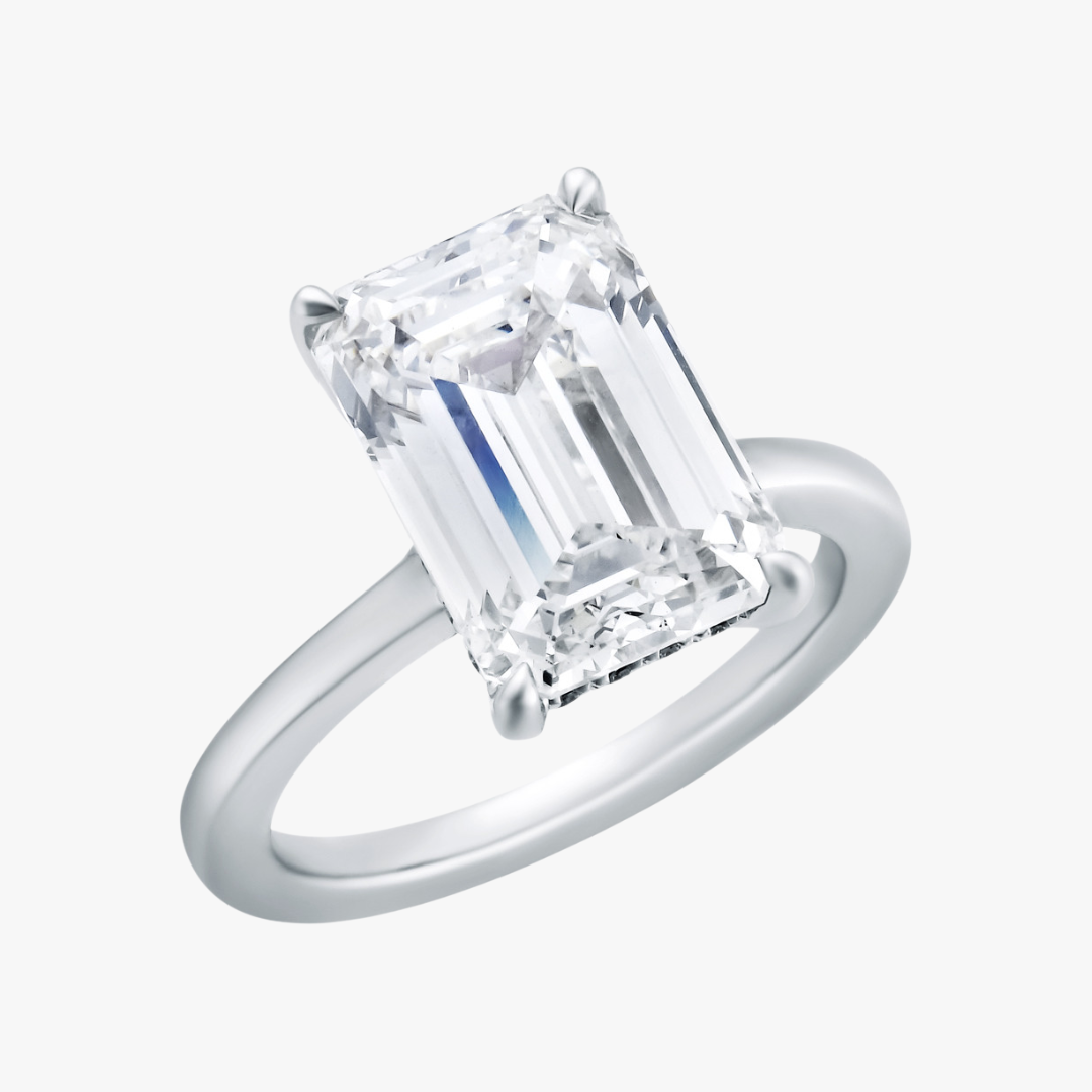 Verlobungsring 14kt Weißgold mit 7.14ct Emerald Cut Lab-Grown Diamant