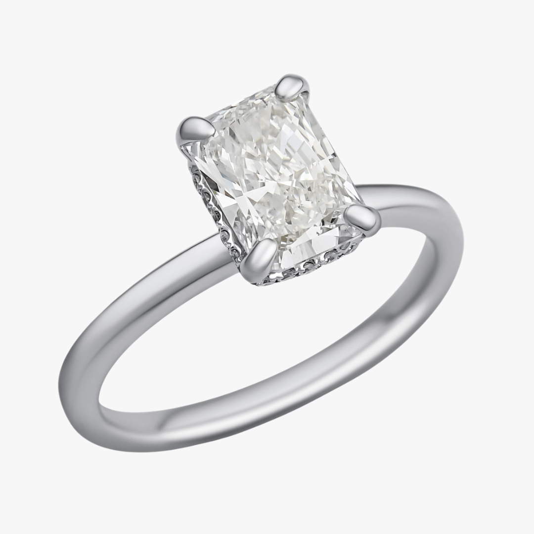 Verlobungsring 14kt Weißgold mit 1.50ct Lab Grown Radiant Diamant