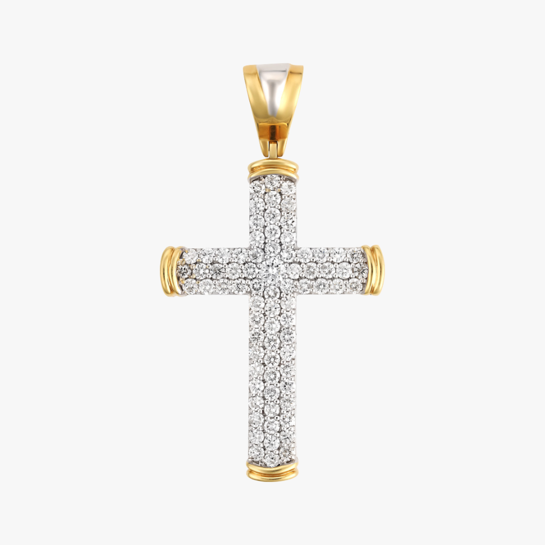Kreuz-Anhänger 14kt Weiß- und Gelbgold mit 2.00ct Diamanten