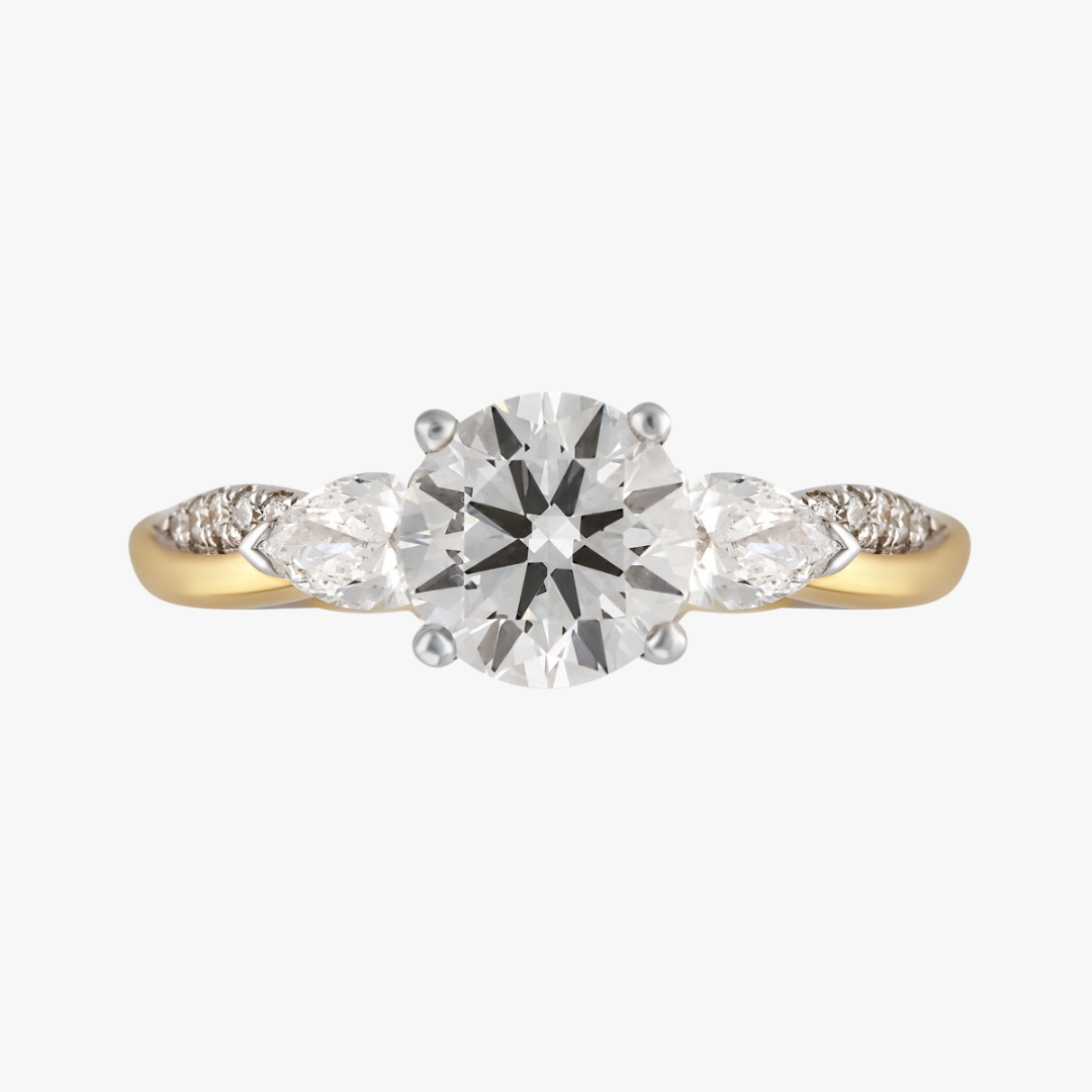 Verlobungsring 14kt Gelb- und Weißgold mit 3 Lab-Grown Diamanten 2.10ct
