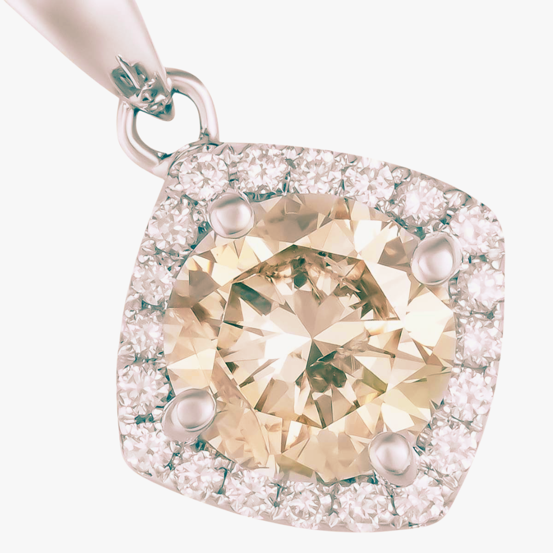 Diamanthalskette 18kt Weissgold mit 1.03ct Natur Gelbem Diamant
