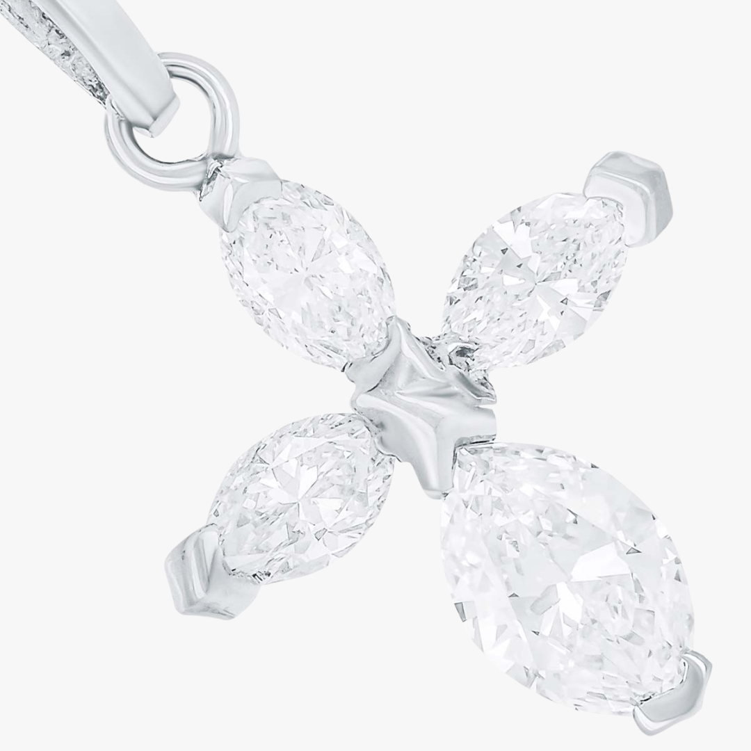 Diamantkreuz-Halskette aus 14kt Weißgold mit 0.66cttw Diamanten