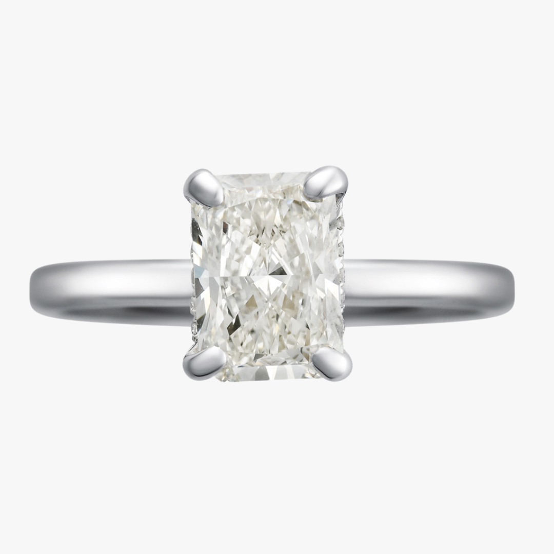Verlobungsring 14kt Weißgold mit 1.50ct Lab Grown Radiant Diamant