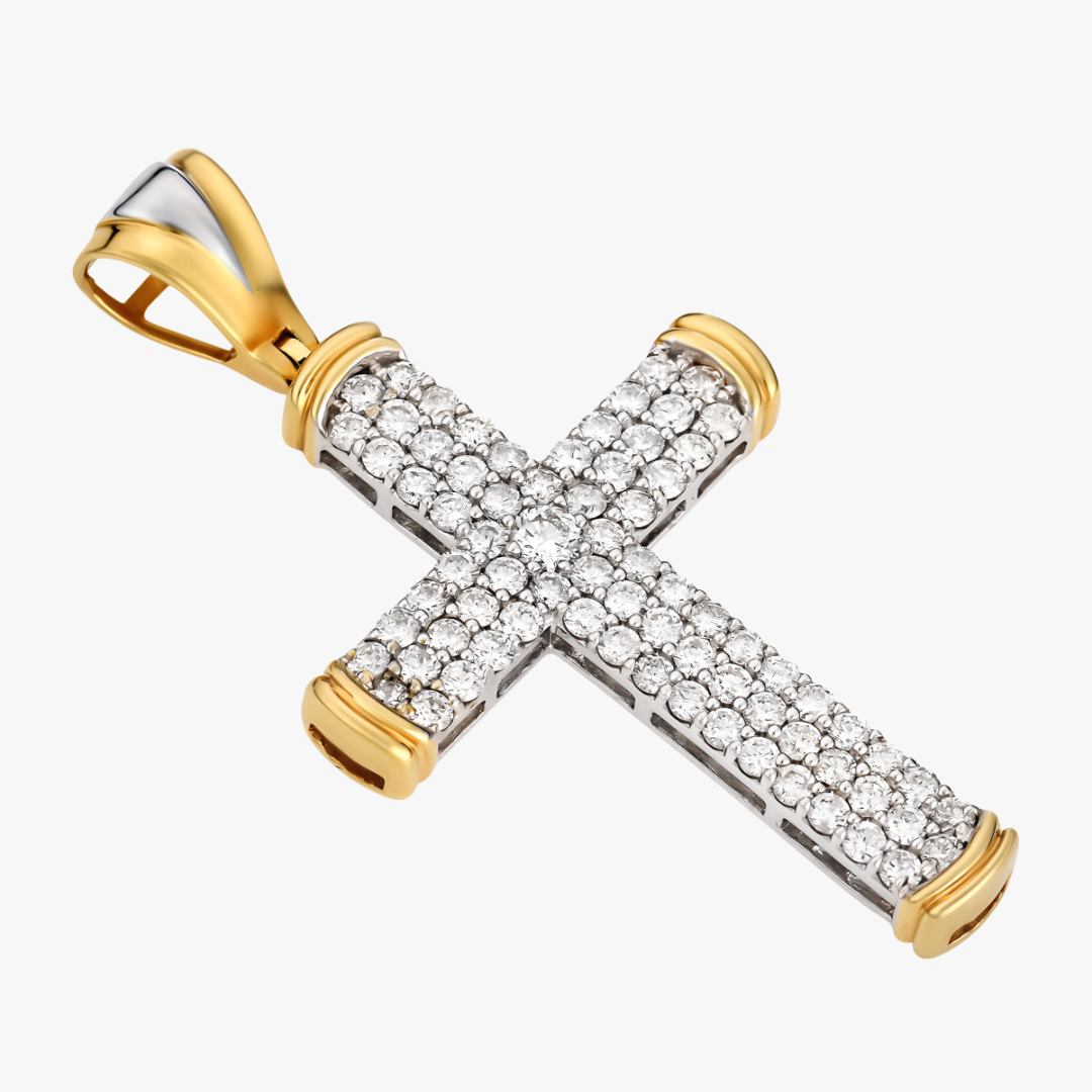 Kreuz-Anhänger 14kt Weiß- und Gelbgold mit 2.00ct Diamanten