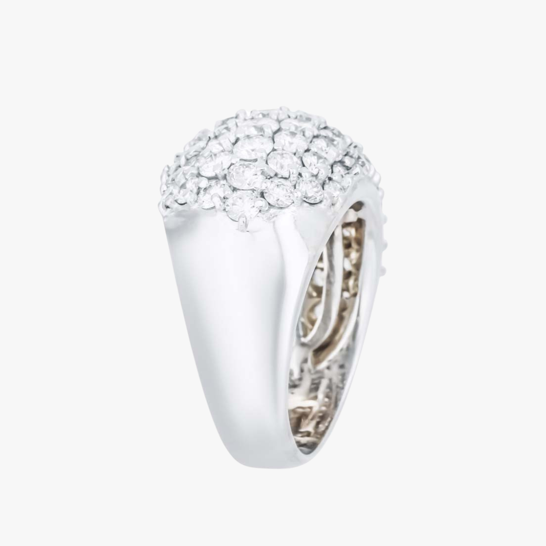 Cocktailring 5.00ct mit Diamanten in Weißgold seitlich