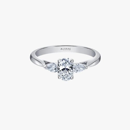 Verlobungsring Trilogy 18kt Weissgold mit 0.50ct Natur Oval Diamant