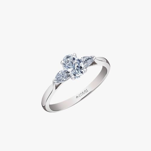 Verlobungsring Trilogy 18kt Weissgold mit 0.50ct Natur Oval Diamant