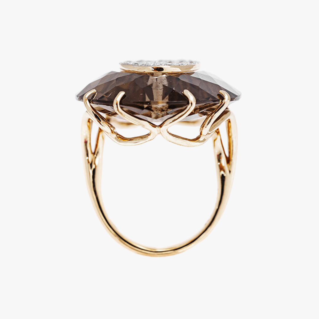 Smokey Quartz Ring mit Diamanten