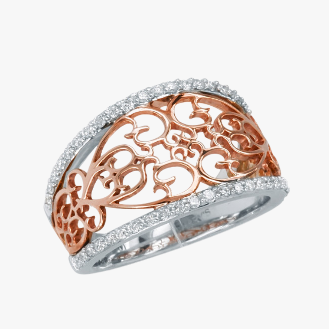 18kt Rosè- und Weißgold Ring mit Diamanten 