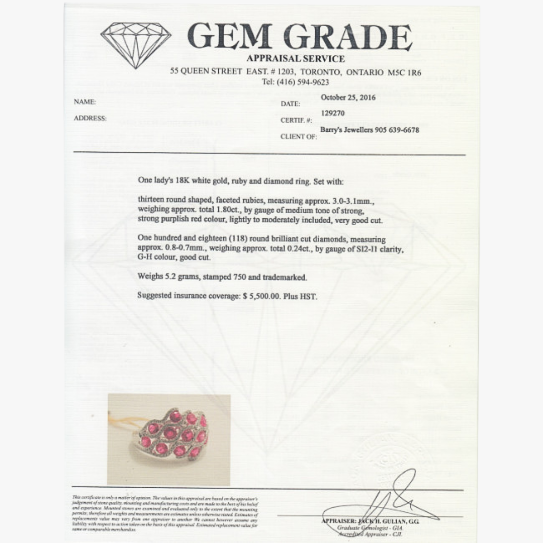 Zertifikat von Rubin - Diamant - Ring 