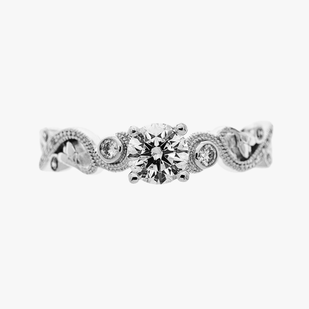 Engagement ring 18kt white gold with 0.51ct diamond