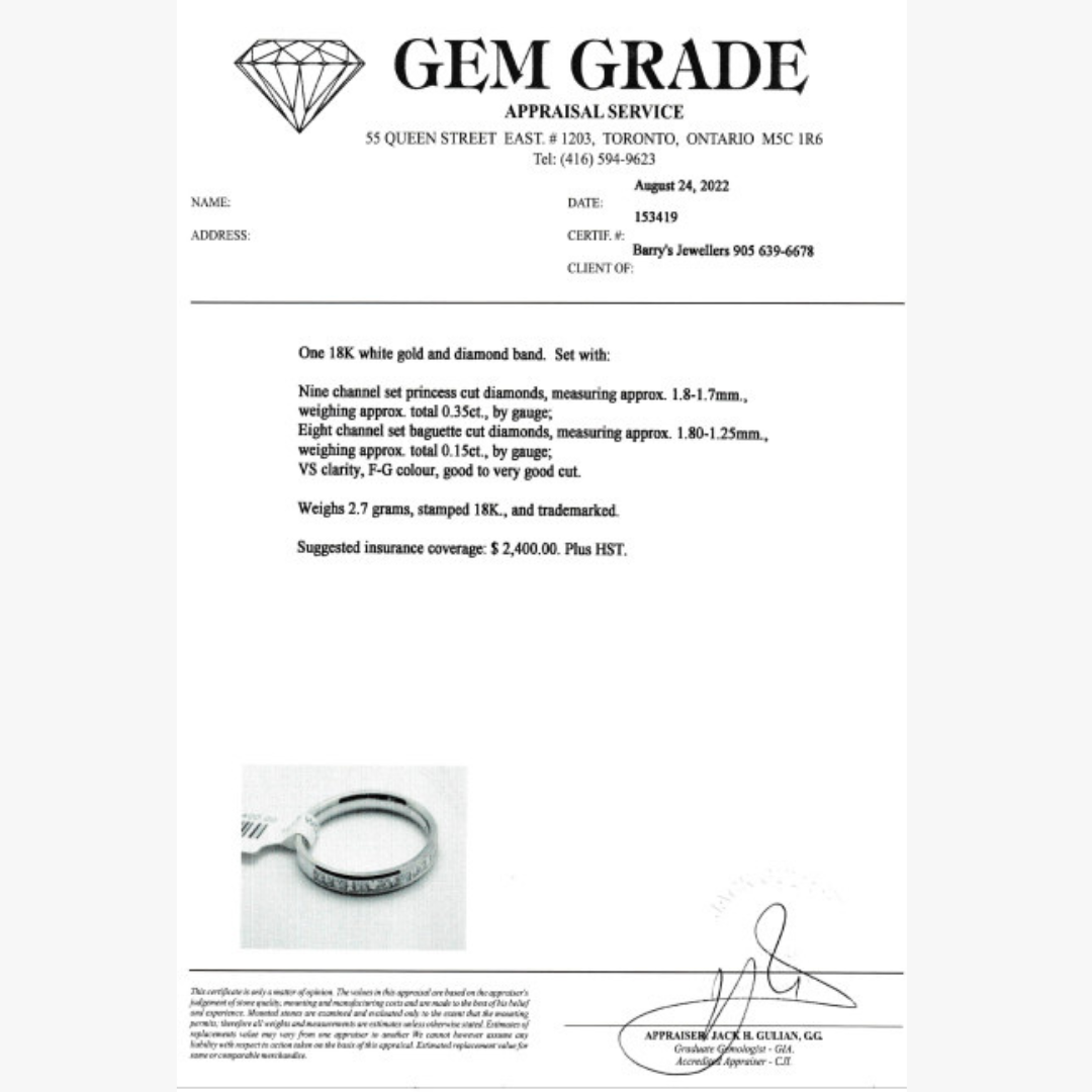 Diamant Memoryring GEM Grade Zertifikat