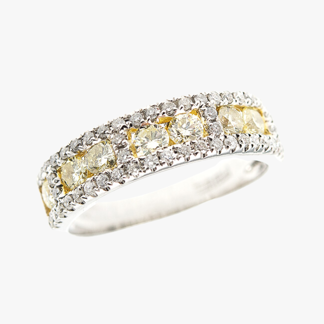 Women's ring 14kt white and yellow gold with yellow diamonds