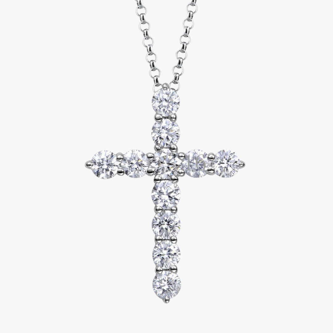 Diamantkreuz-Halskette 14kt Weißgold mit 0.25ct Brillanten
