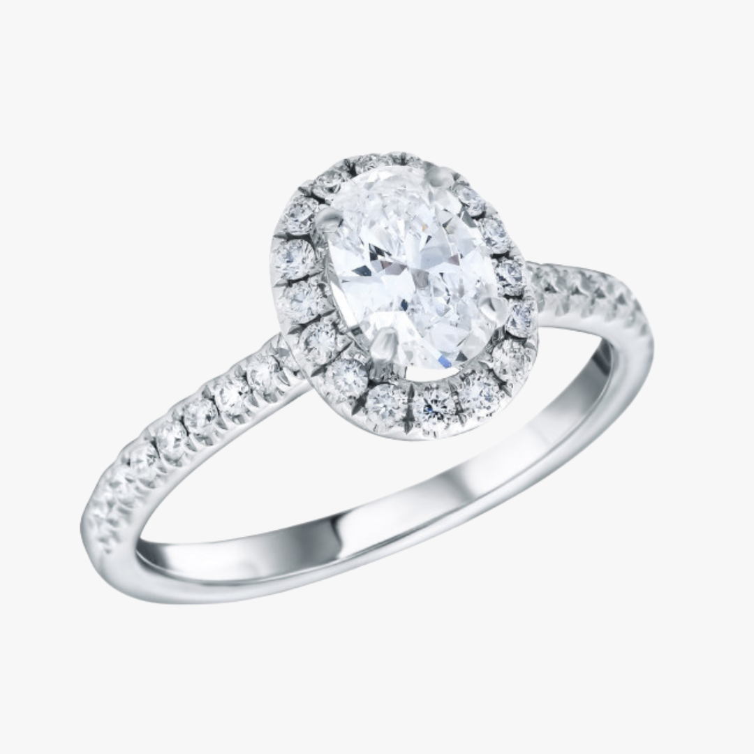 Verlobungsring mit ovalen Diamant  seitenansicht