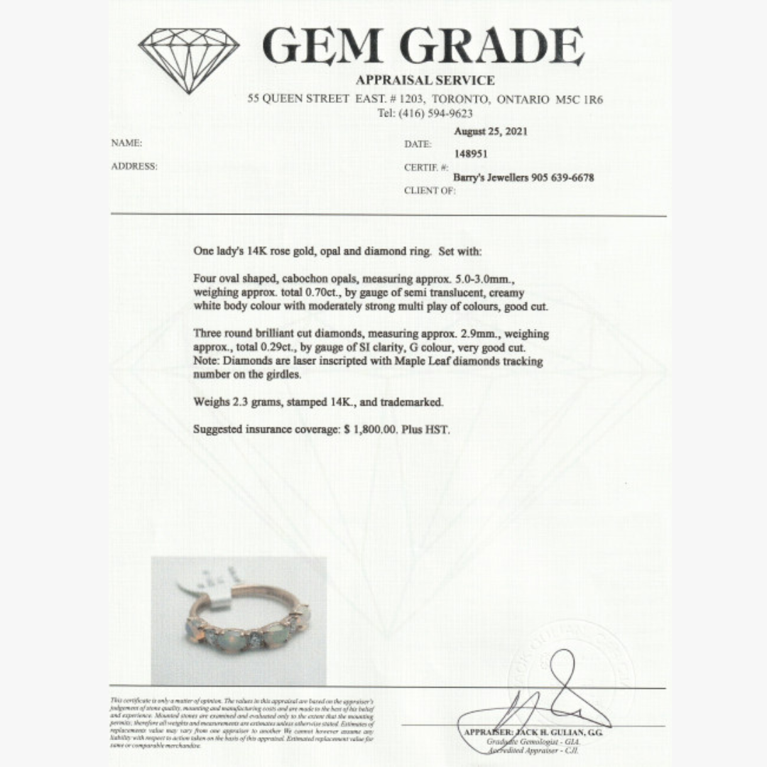 Barrys Juwelier Rosegold Ring mit Opal Zertifikat