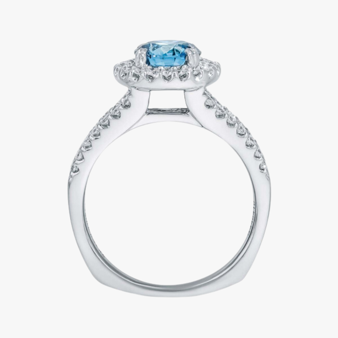 Lab-Grown diamond ring 14kt white gold with 1.35ct blue diamond