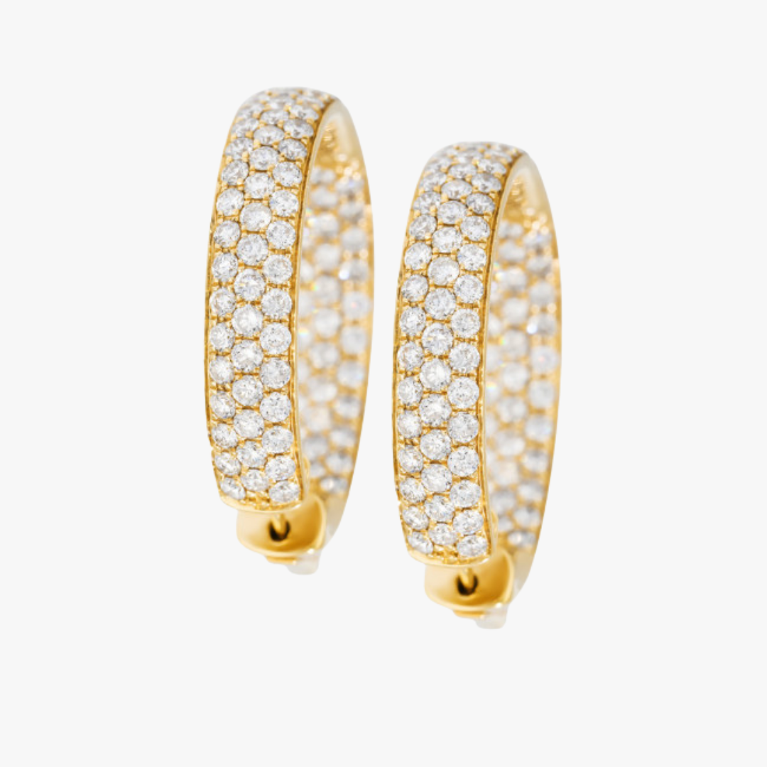 Hoop earrings 18kt yellow gold with diamonds