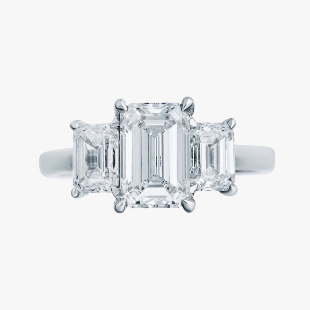 Lab-Grown Ring 14kt Weißgold mit 3 Emerald Cut Diamanten