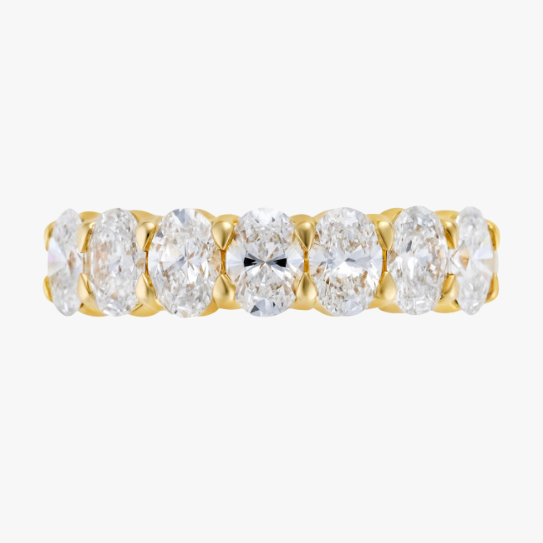 Lab-Grown 14kt Gelbgold Memoryring mit 1.61ct ovalen Diamanten