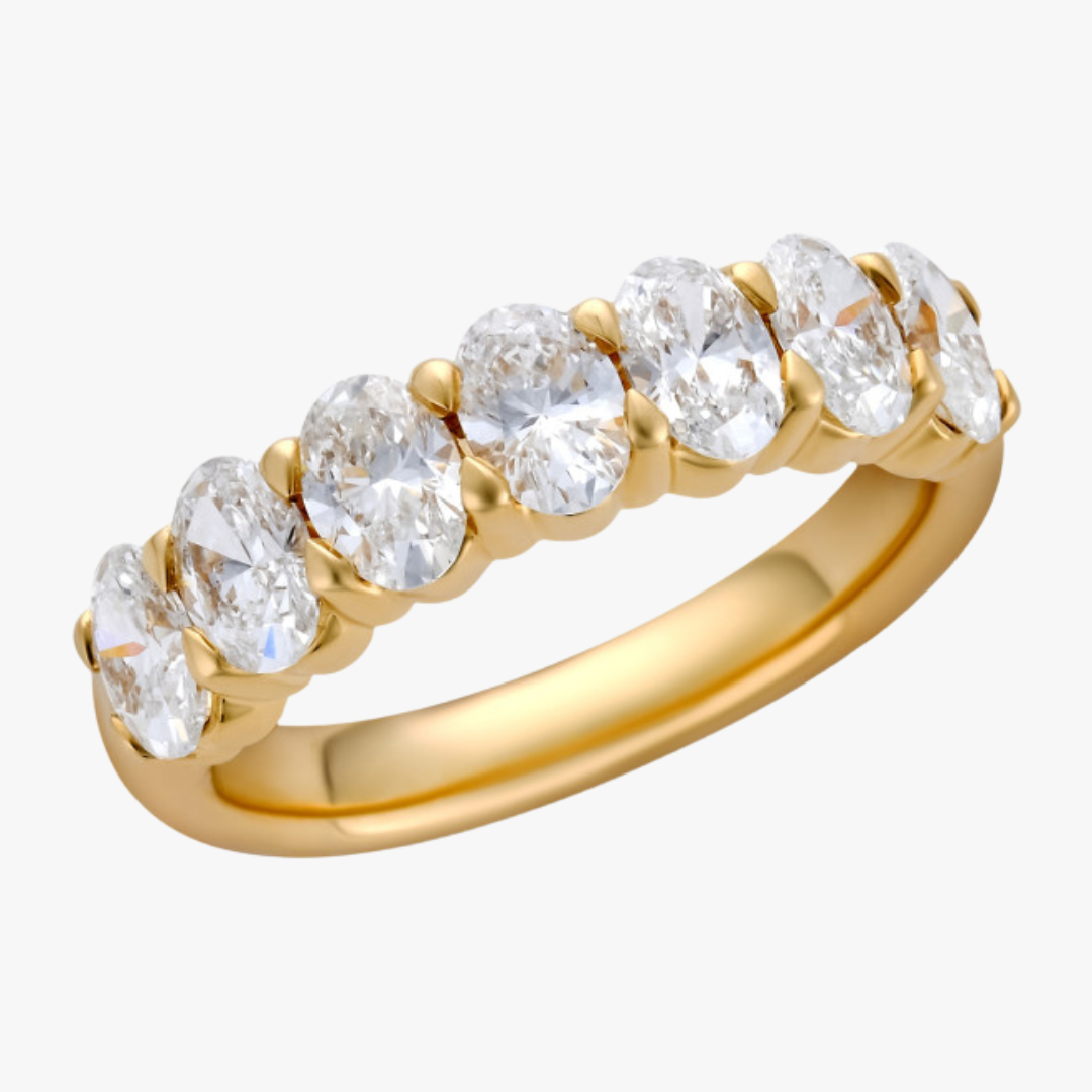 Lab-Grown 14kt Gelbgold Memoryring mit 1.61ct ovalen Diamanten