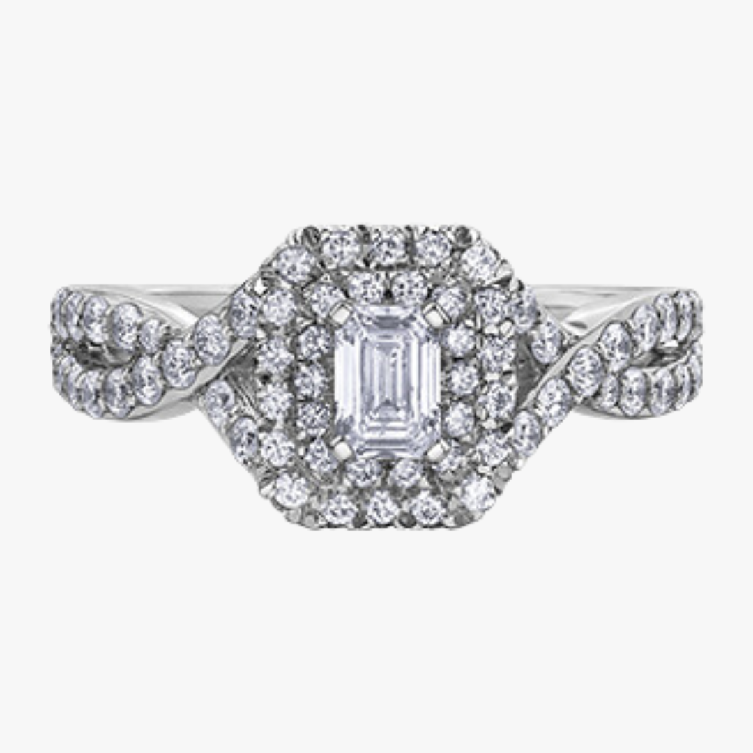 Diamant Emerald Cut Ring in Weißgold 