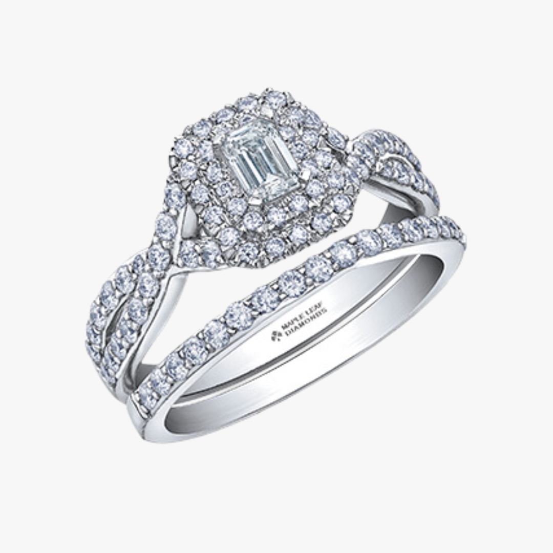 Diamant Emerald Cut Ring in Weißgold 