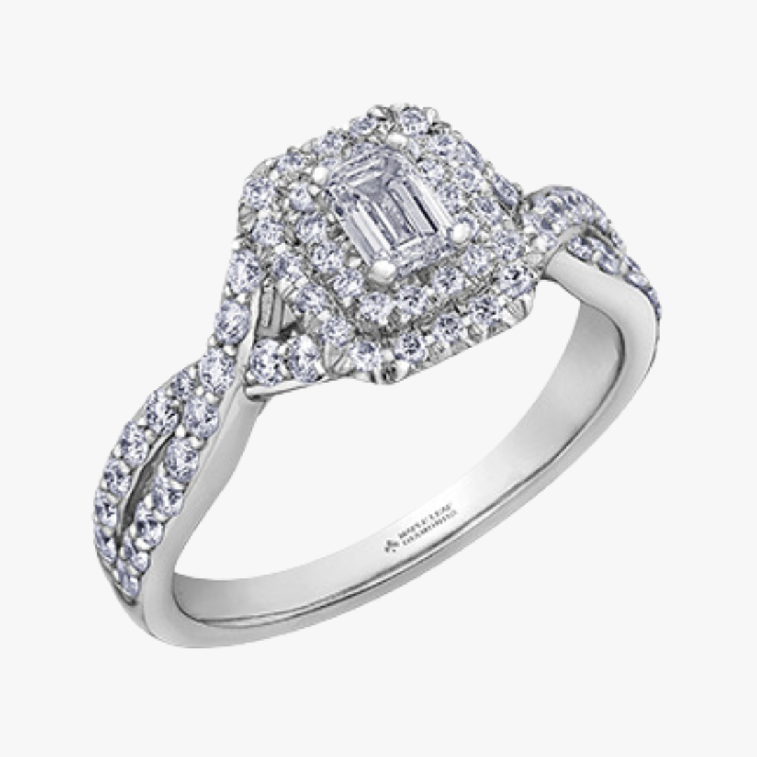 Diamant Emerald Cut Ring in Weißgold 