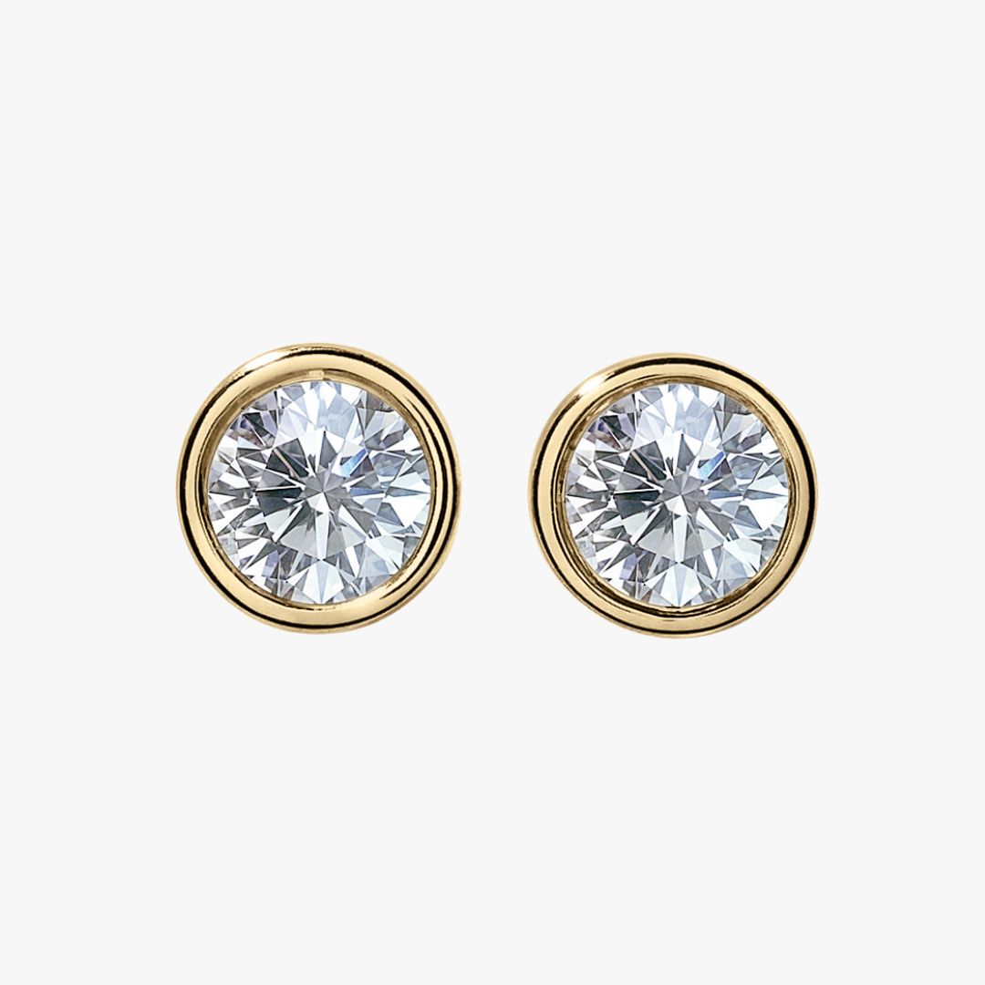 14kt Gelbgold Lab-Grown Bezel Ohrstecker 1.50carat