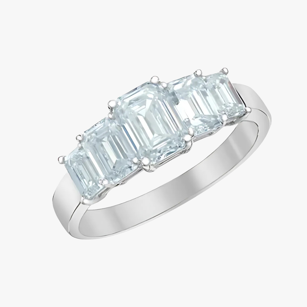 Diamant Weddingband mit Emerald Cut 