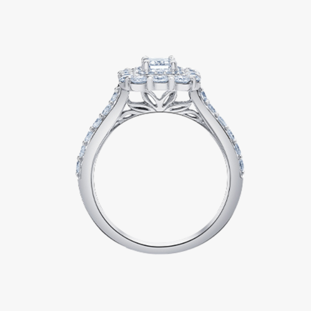 Verlobungsring 18kt Weißgold mit 0.62carat Emerald Cut Diamant