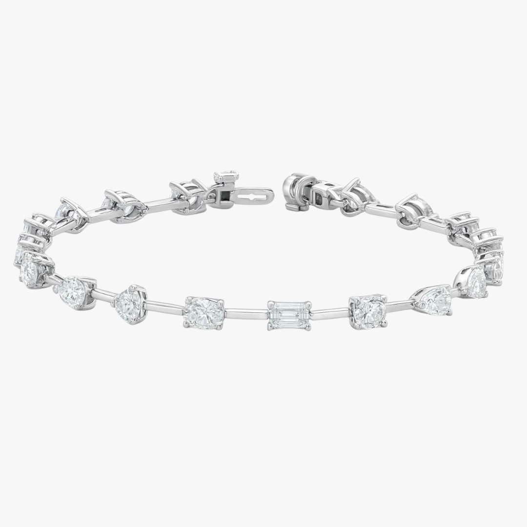Tennis Armband mit Multi-Shape Diamanten in Weißgold