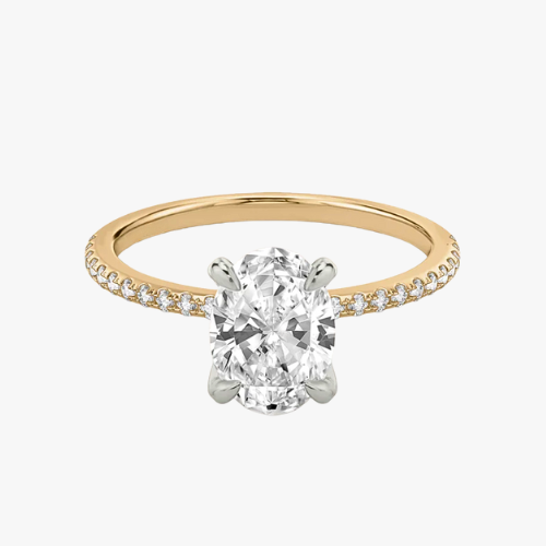 Verlobungsring 14kt Weiß- und Gelbgold mit 0.96ct Lab-Grown Oval Diamant