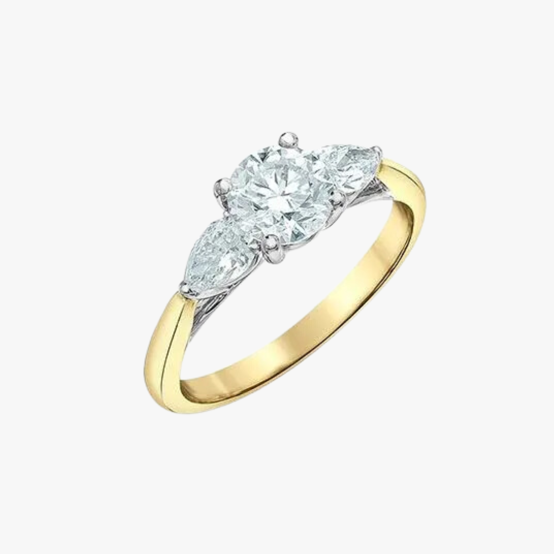 3 Stone Diamantring in Gelbgold