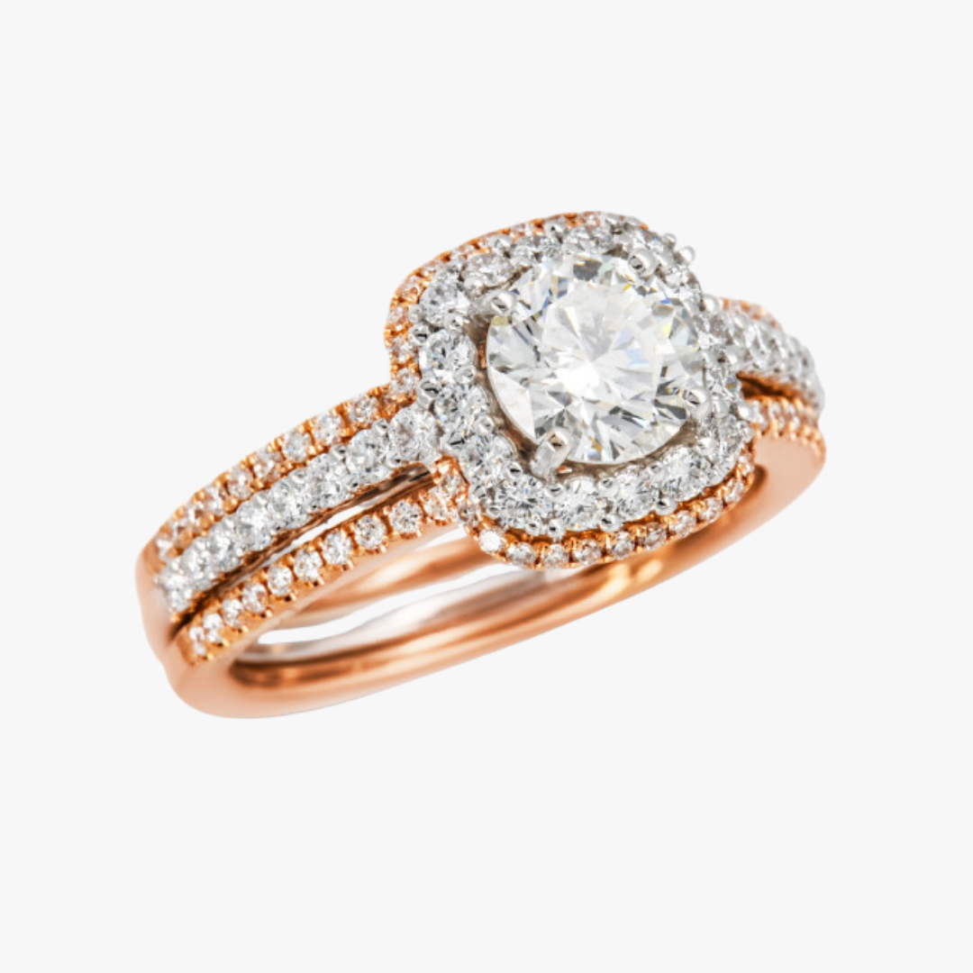 Diamant Verlobungsring in Rosègold mit Brilliant von Vorne