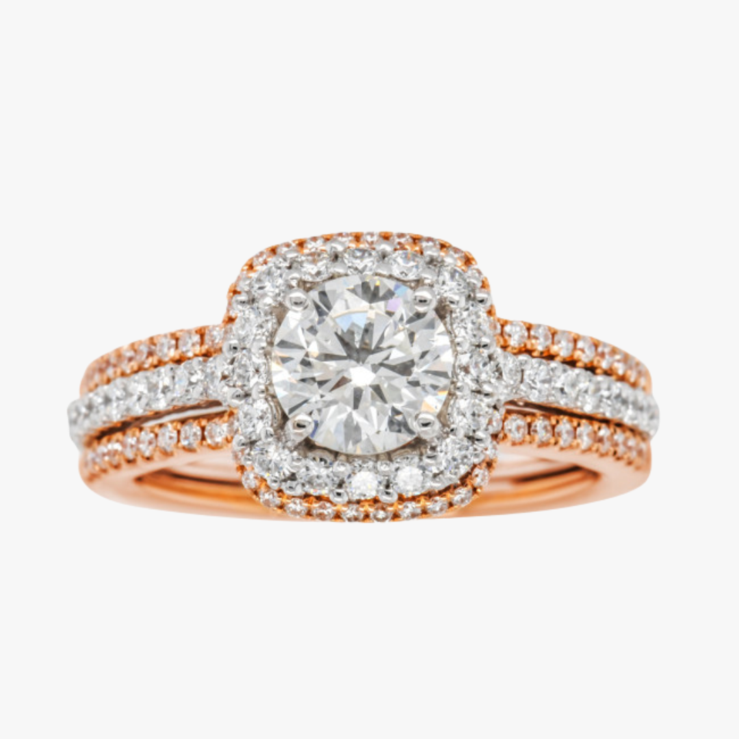 Diamant Verlobungsring in Rosègold mit Brilliant von Vorne