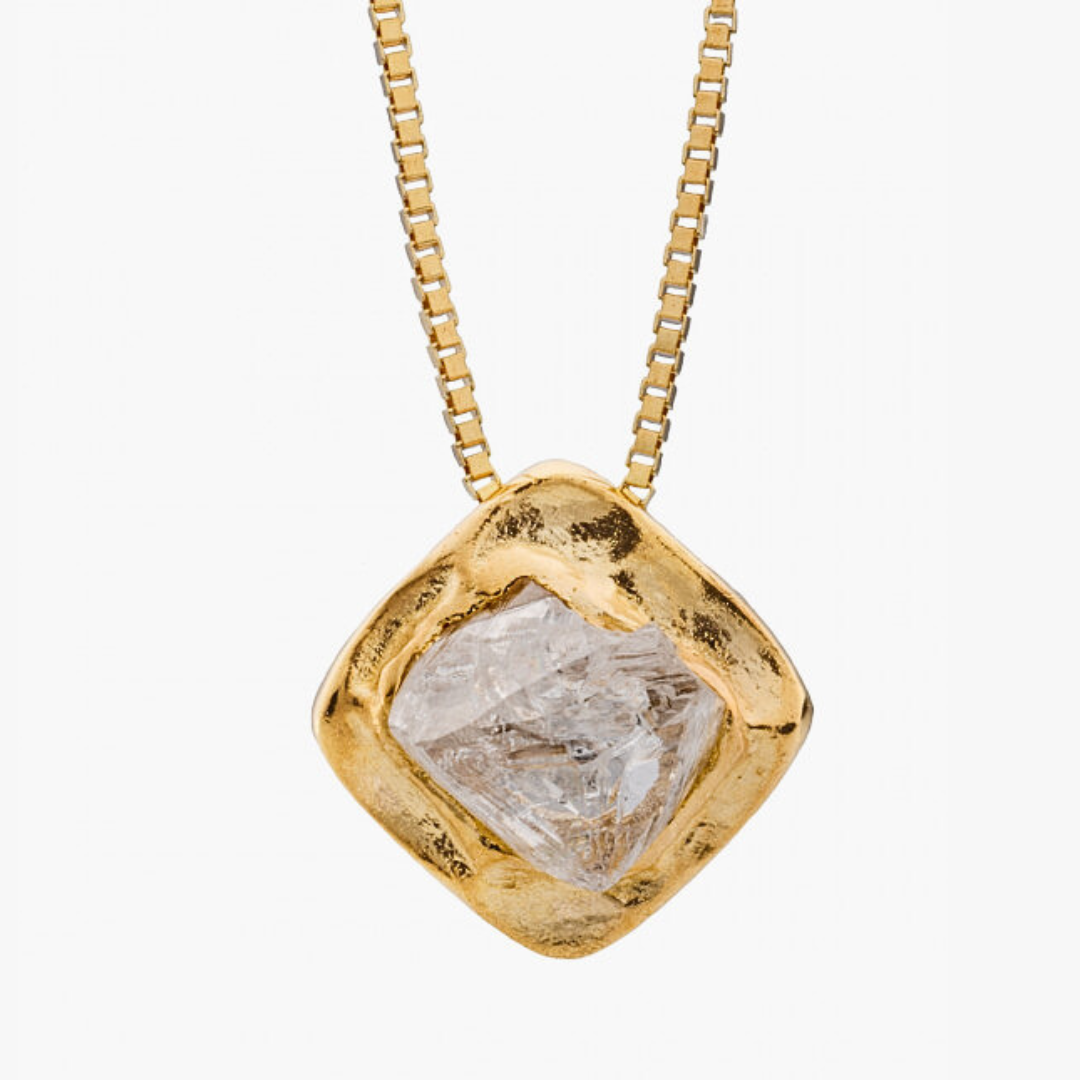Gelbgold Halskette mit einem Natur Diamanten