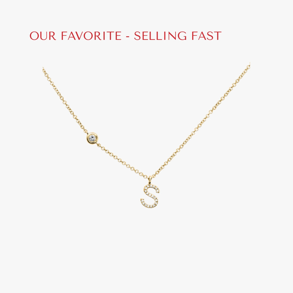 Diamant Halskette in Gelbgold mit Buchstabe S