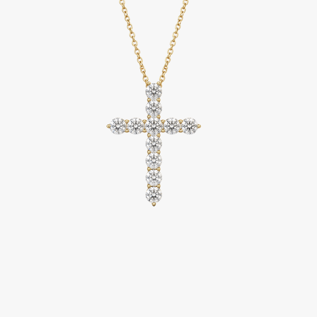 Diamant Kreuz Halskette in Gelbgold