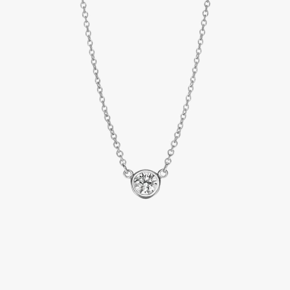 Halskette mit Diamanten Rund Bezel