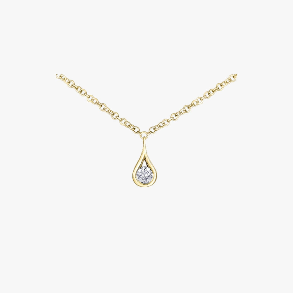 Halskette in Gelbgold mit Tropfen-Diamanten