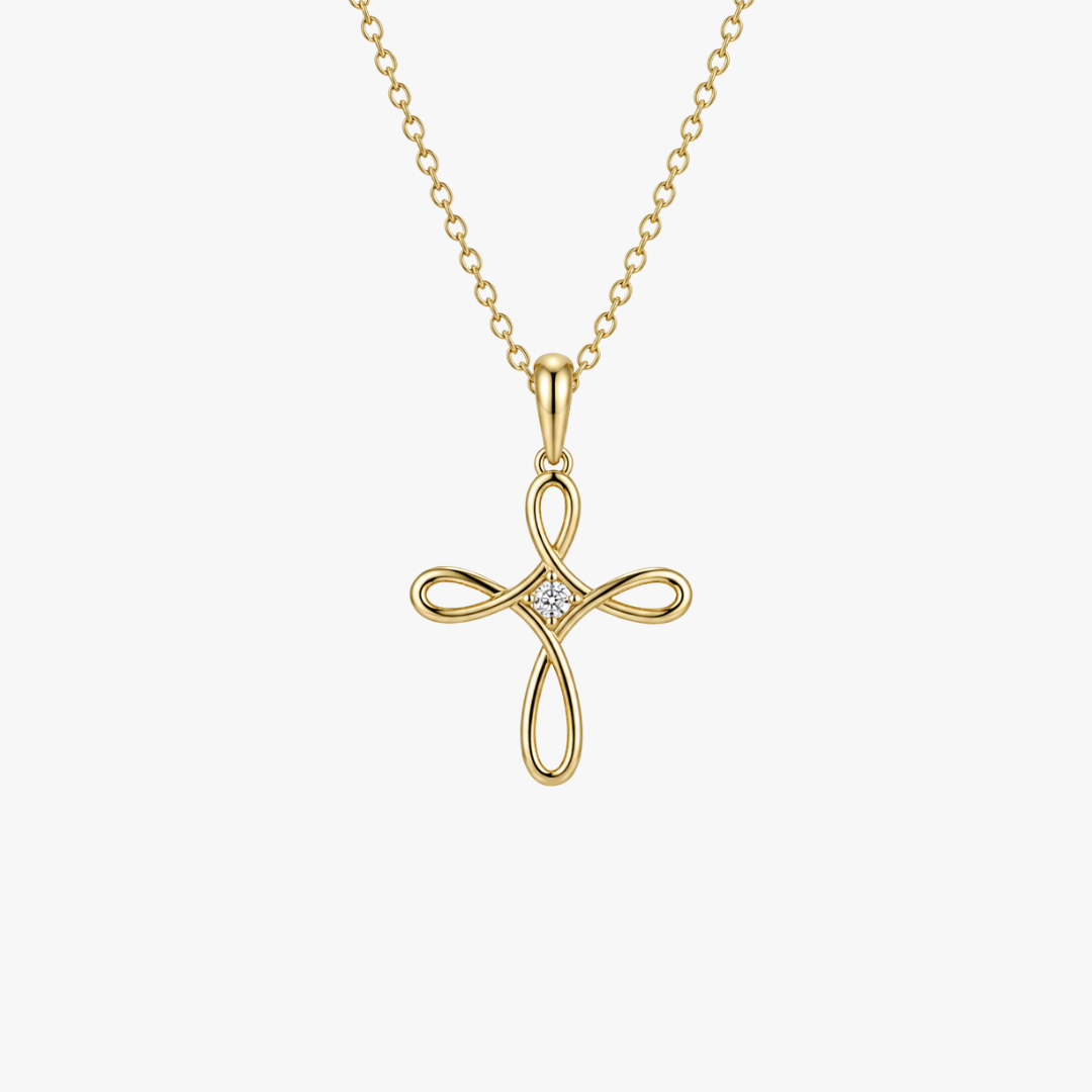 Halskette mit Kreuz in Gelbgold