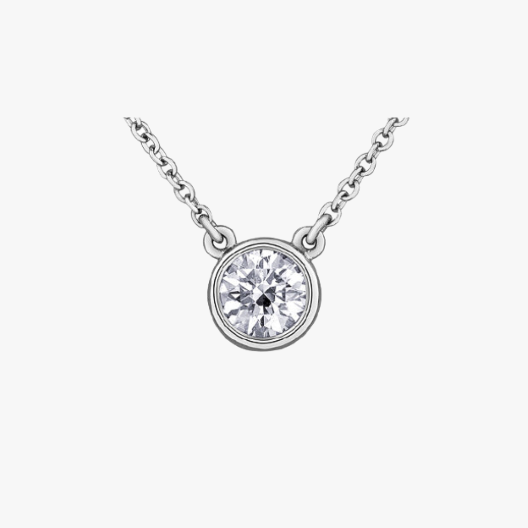Necklace 14kt white gold with solitaire pendant 0.41ct diamond