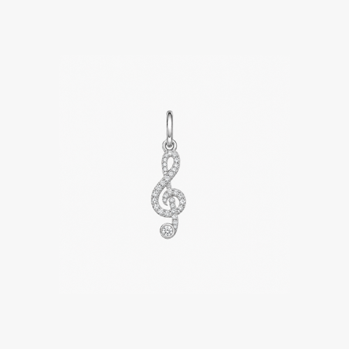 Halskette mit Notenschlüssel-Anhänger aus Silber oder Vermeil mit Lab-Grown Diamanten