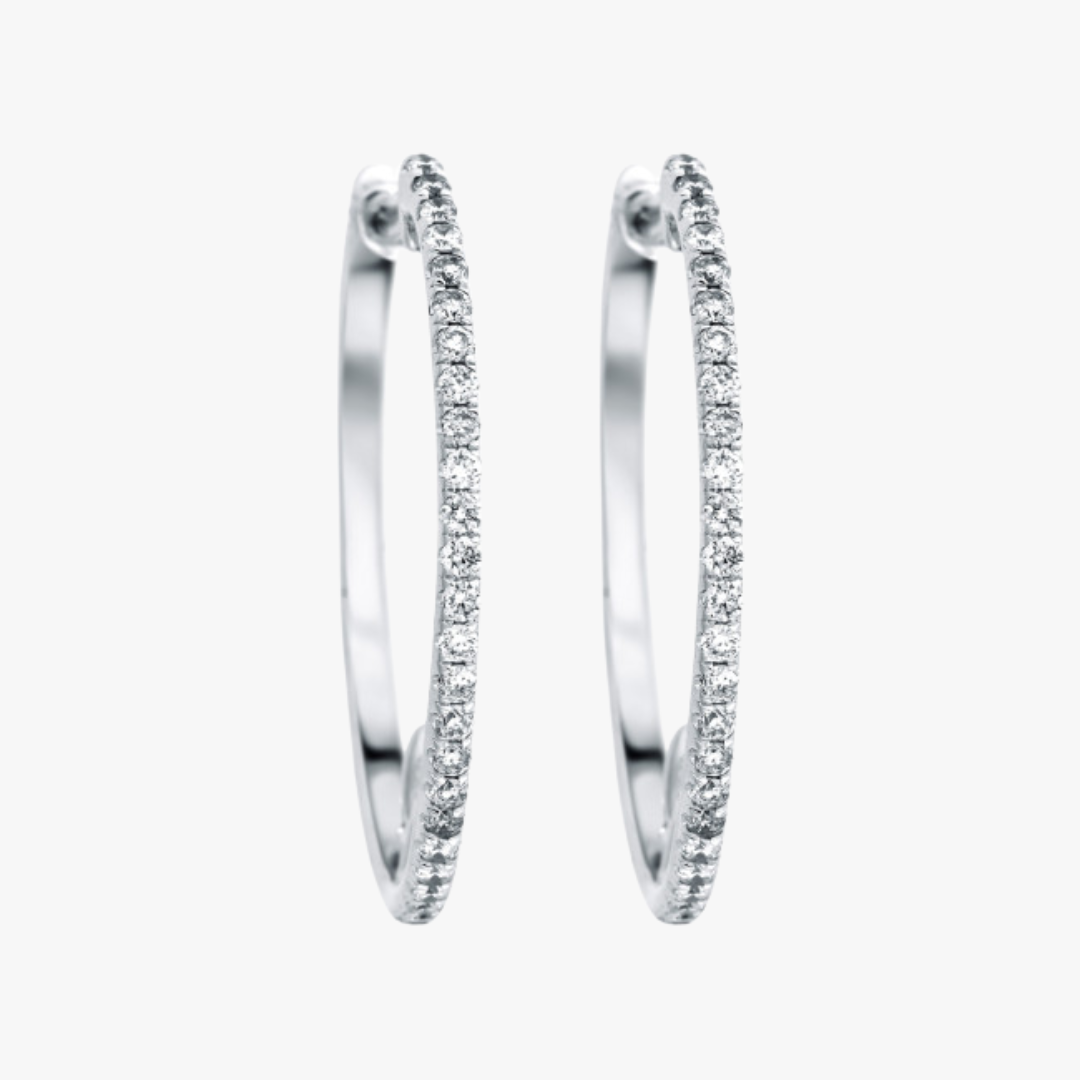 Earrings Hoops 14kt white gold Gabriel &amp; Co with diamonds