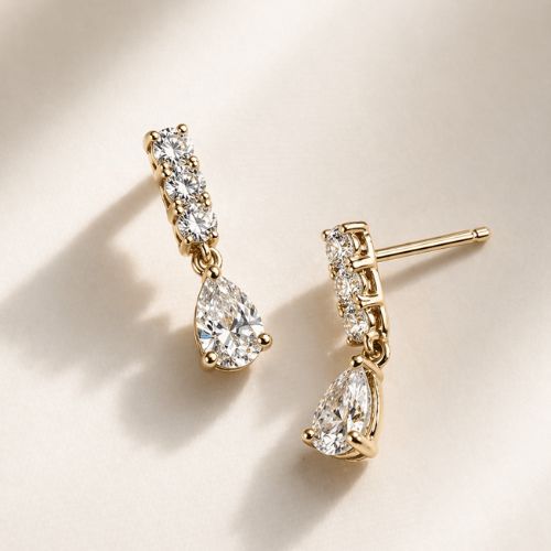Hochzeits Ohrringe mit Diamanten in Gelbgold
