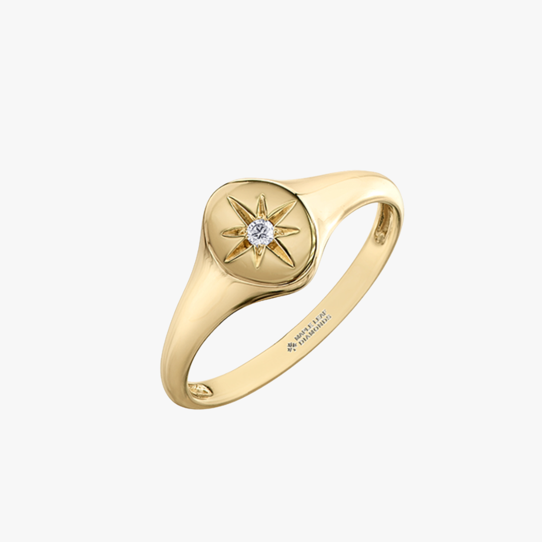 Pinky Ring in Gelbgold mit Diamant