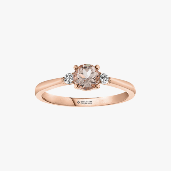 Maple Leaf Diamond Ring mit Morganite in Rosegold 